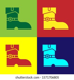 Color Leather pirate boots icon isolated on color background.  Vector Illustration