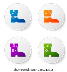 Color Leather pirate boots icon isolated on white background. Set icons in circle buttons. Vector Illustration
