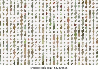 Color leaves & flowers illustrations background, hand drawn. Vector graphic.