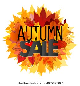 Color leaves illustration. Autumn sale vector concept