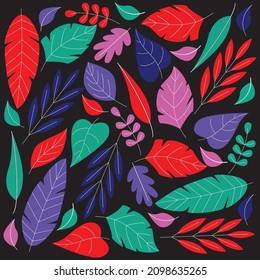Color leaves seamless pattern background vector