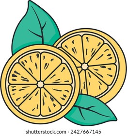 color lemon drawing without background