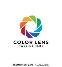 icono del logotipo de la lente de color vectorial aislado