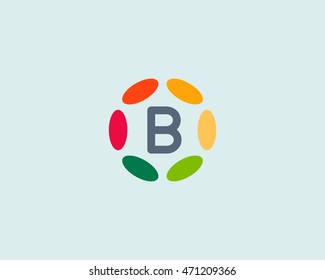 Color letter B logo icon vector design. Hub frame logotype