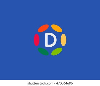 Color letter D logo icon vector design. Hub frame logotype