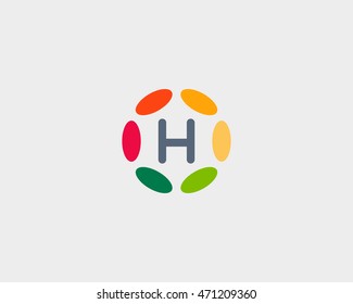 Color letter H logo icon vector design. Hub frame logotype