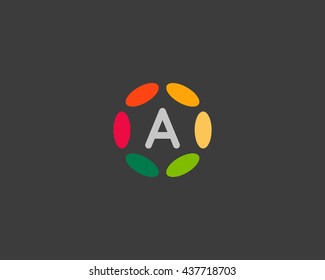 Color letter a logo icon vector design. Hub frame logotype