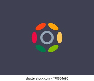 Color letter O logo icon vector design. Hub frame logotype