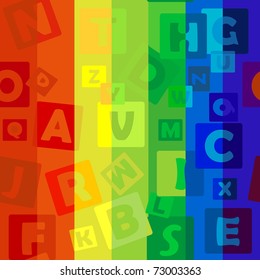 Color letter on the rainbow background