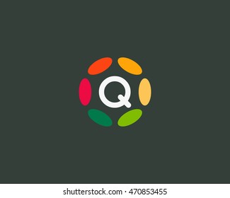 Color letter Q logo icon vector design. Hub frame logotype