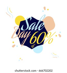 Color lettering for special sale offer sign, up to 60% off. Flat vector illustration EPS 10