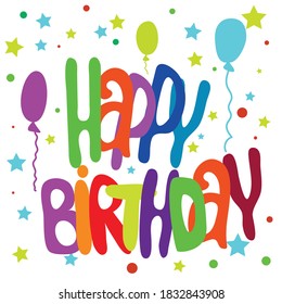 
imagen vectorial de letras de color feliz cumpleaños con globos