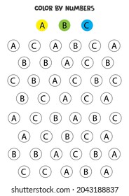 Color letters of alphabet by scheme. Educational math game for kids.