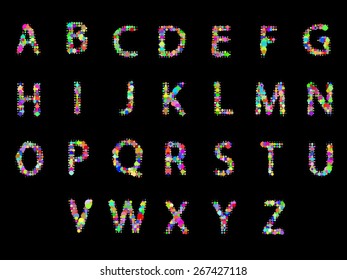 color letters dot font