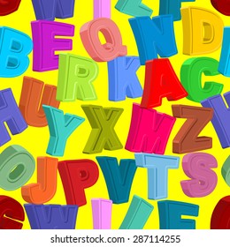 Color letters seamless pattern. Childrens alphabet. Cute funnyABC