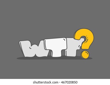 Ilustración vectorial de letras de color. concepto de WTF