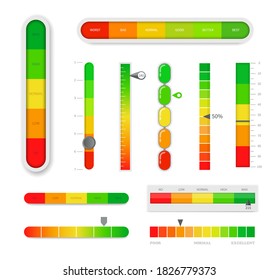 Color level indicator with percentage units. Vector illustartion