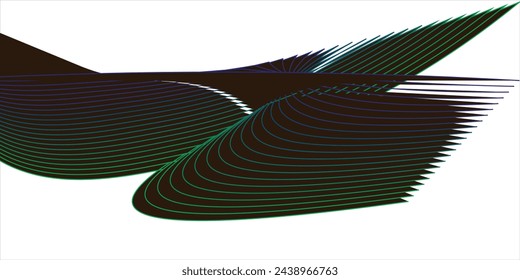 Diseño de ondas abstractas azul claro, El fondo blanco es una combinación de ondas onduladas negras y verdes