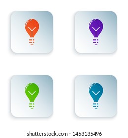 Color Light bulb with concept of idea icon isolated on white background. Energy and idea symbol. Inspiration concept. Set icons in colorful square buttons. Vector Illustration