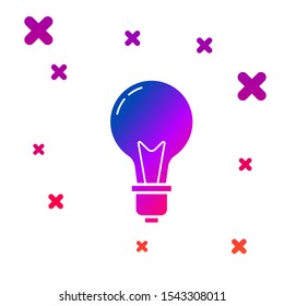 Color Light bulb with concept of idea icon isolated on white background. Energy and idea symbol. Inspiration concept. Gradient random dynamic shapes. Vector Illustration