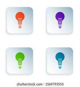 Color Light bulb with concept of idea icon isolated on white background. Energy and idea symbol. Inspiration concept. Set icons in square buttons. Vector Illustration