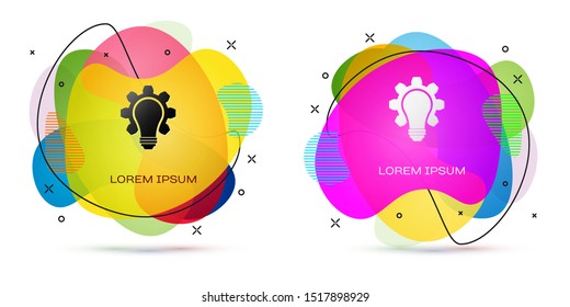 Color Light bulb and gear icon isolated on white background. Innovation concept. Business idea. Abstract banner with liquid shapes. Vector Illustration