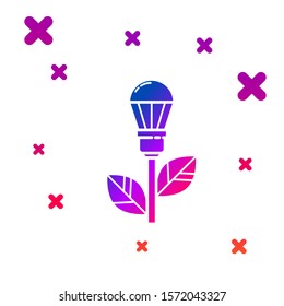 Color Light bulb with leaf icon isolated on white background. Eco energy concept. Alternative energy concept. Gradient random dynamic shapes. Vector Illustration
