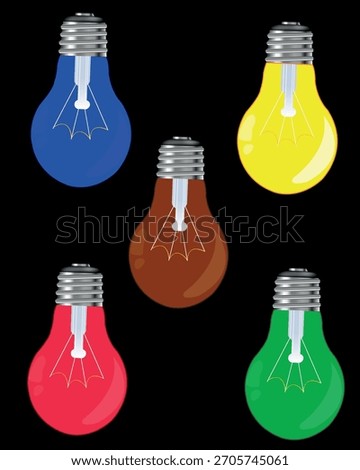 Color light bulbs on white background is insulated