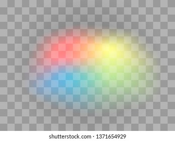 Color light effect isolated on transparent background. Light transparent spot. Yellow, blue, green, red