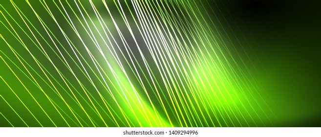 Color light with lines, outer space background, bright rays, vector template