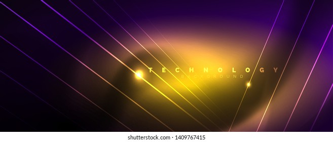 Luz de color con líneas, fondo del espacio exterior, rayos brillantes, plantilla vectorial