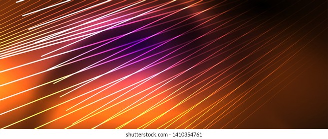 Color light with lines, outer space background, bright rays, vector template