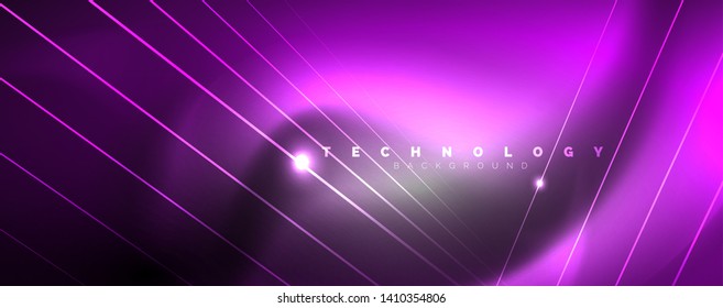 Color light with lines, outer space background, bright rays, vector template