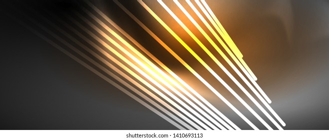 Luz de color con líneas, fondo del espacio exterior, rayos brillantes, plantilla vectorial