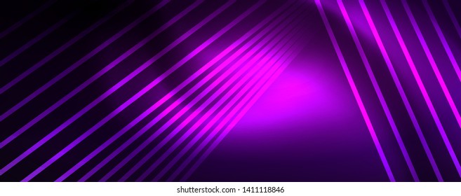 Color light with lines, outer space background, bright rays, vector template