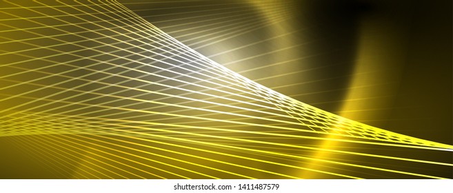 Color light with lines, outer space background, bright rays, vector template