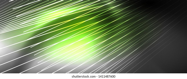 Color light with lines, outer space background, bright rays, vector template