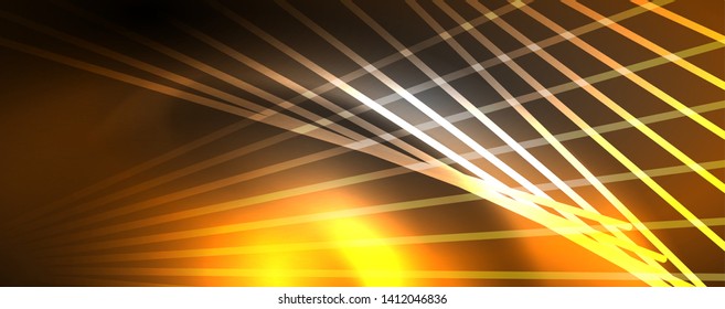 Luz de color con líneas, fondo del espacio exterior, rayos brillantes, plantilla vectorial