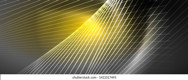 Color light with lines, outer space background, bright rays, vector template