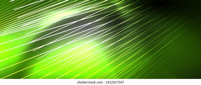 Color light with lines, outer space background, bright rays, vector template