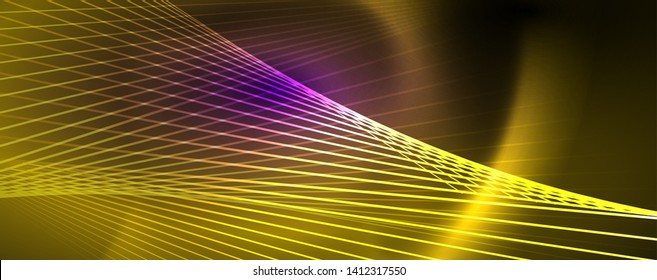 Color light with lines, outer space background, bright rays, vector template