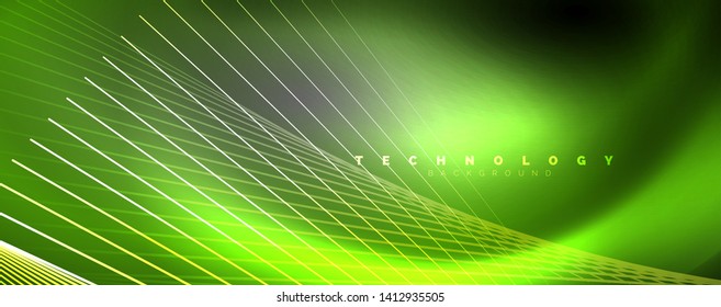 Color light with lines, outer space background, bright rays, vector template