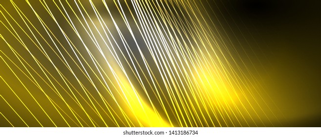Color light with lines, outer space background, bright rays, vector template