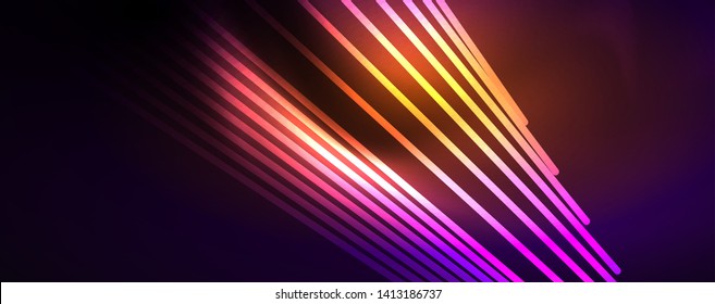 Luz de color con líneas, fondo del espacio exterior, rayos brillantes, plantilla vectorial