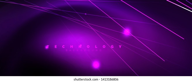 Color light with lines, outer space background, bright rays, vector template