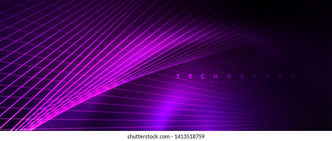 Color light with lines, outer space background, bright rays, vector template