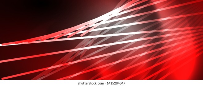 Color light with lines, outer space background, bright rays, vector template