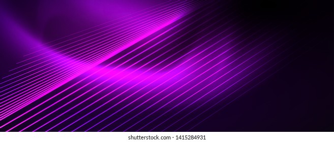 Color light with lines, outer space background, bright rays, vector template