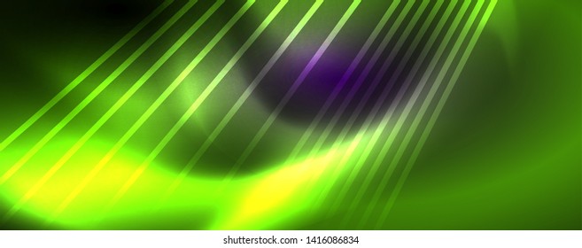 Color light with lines, outer space background, bright rays, vector template