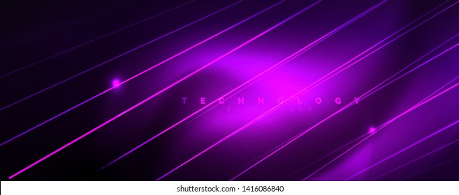 Color light with lines, outer space background, bright rays, vector template